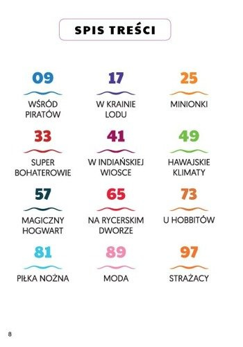 Wnętrze książki Kreatywne urodziny Akson z opisami tematycznych zabaw i animacji