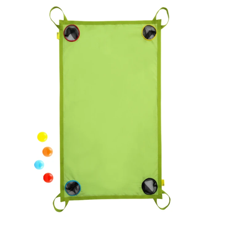 Mini chusta animacyjna Bilard 120 x 70 cm zielona z 4 kolorowymi piłeczkami marki Akson