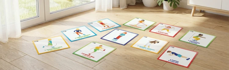 Detal planszy Trenera z zestawu Ćwiczenia Rozgrzewka 50x50 cm Akson – instrukcje ćwiczeń