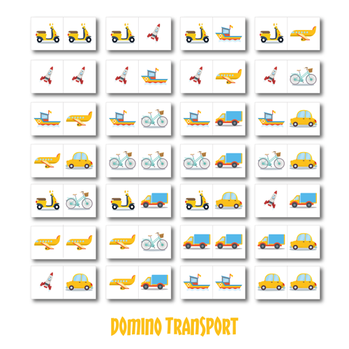 Gra Domino Transport XXL marki Akson z 28 dużymi elementami 18 × 36 cm do zabawy podłogowej