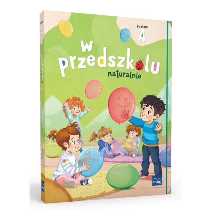 Pakiet edukacyjny W przedszkolu naturalnie Poziom A MAC PODRĘCZNIKI, widok okładki i zestawu dla trzylatków