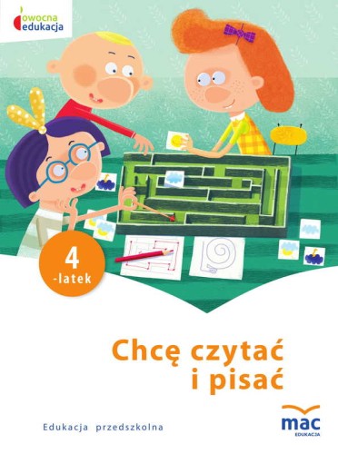Karty pracy Chcę czytać i pisać dla 4-latków MAC PODRĘCZNIKI widok okładki i format 275x205 mm