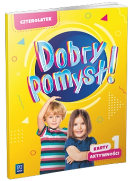 Okładka zestawu Dobry pomysł! Czterolatek karty aktywności cz. 1 wydawnictwa WSIP PODRĘCZNIKI z perforowanymi kartami i kodami QR