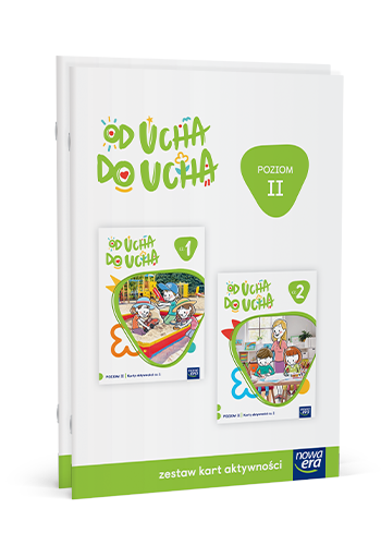 Zestaw kart aktywności Od ucha do ucha Poziom 2 dla dzieci 4-letnich wydawnictwa Nowa Era, widok okładki