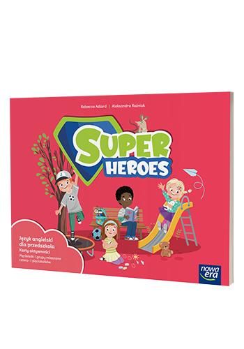 Zestaw edukacyjnych kart aktywności Język angielski Super Heroes od Nowa Era, kolorowe ilustracje dla dzieci 4-5 lat