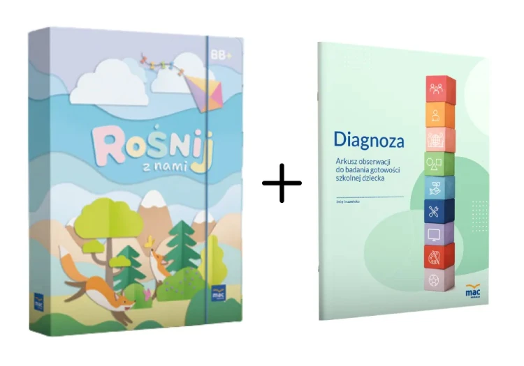 Superpakiet Rośnij z nami MAC PODRĘCZNIKI zawiera karty pracy i arkusz diagnozy gotowości szkolnej dla przedszkolaków