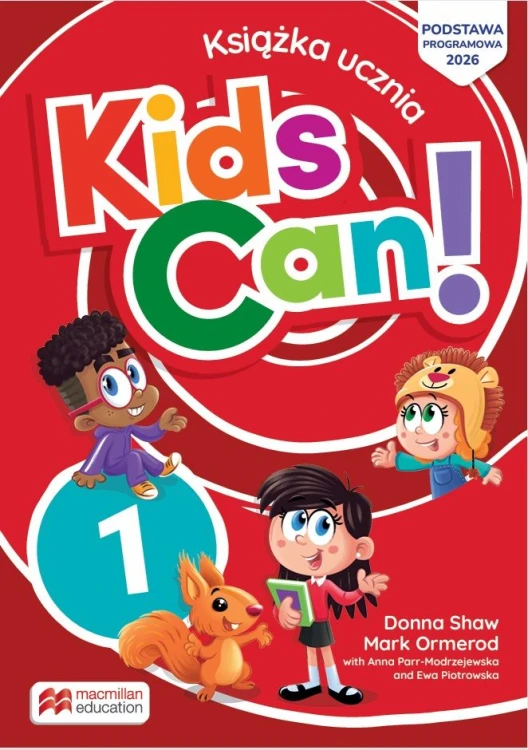 Okładka podręcznika Kids Can update 1 Macmillan z ilustracją wiewiórki Sam i miękką okładką