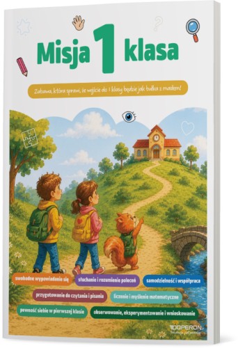 Okładka książki Misja 1 klasa wydawnictwa OPERON PODRĘCZNIKI 2, format 295x210 mm, edukacja dzieci przygotowujących się do szkoły