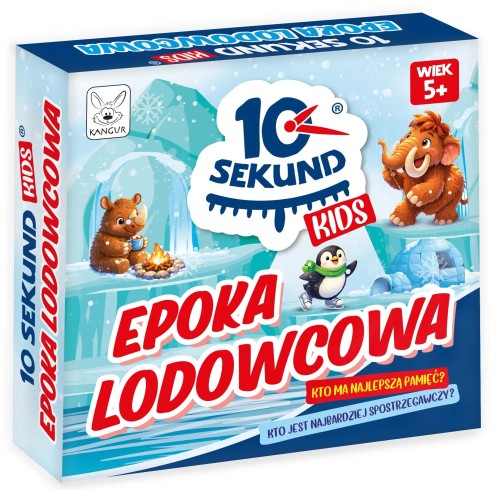 Widok zestawu kart edukacyjnych 10 Sekund Kids Epoka Lodowcowa marki KANGUR z ilustracjami
