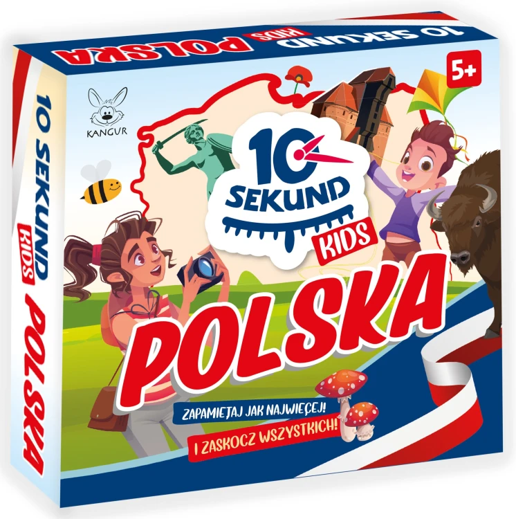 Karty z pytaniami i kostka do gry 10 Sekund Kids Polska KANGUR w detalach