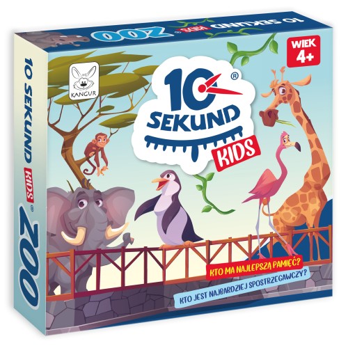 Ilustracje zwierząt na kartach gry edukacyjnej 10 Sekund Kids ZOO KANGUR