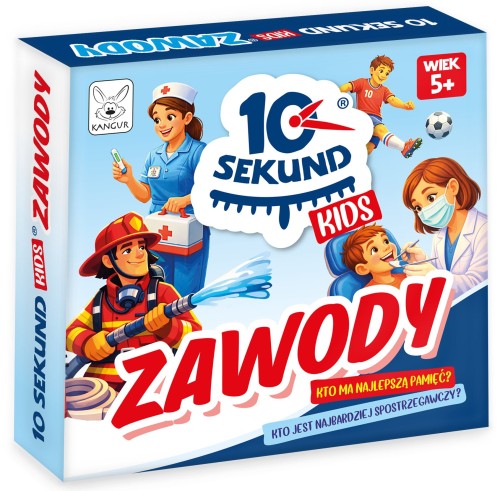 Ilustracje kart gry 10 Sekund Kids Zawody pokazujące różne zawody dla dzieci