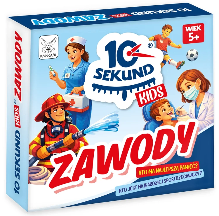 Ilustracje kart gry 10 Sekund Kids Zawody pokazujące różne zawody dla dzieci
