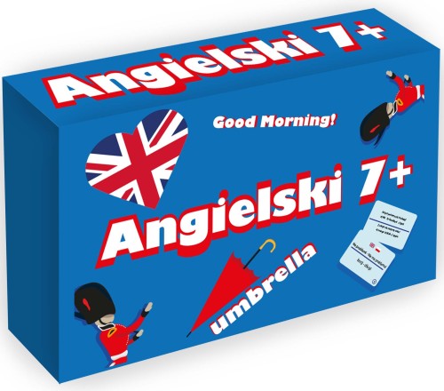 Detal kart edukacyjnej gry Angielski 7+ mini KANGUR z pytaniami i słówkami do nauki języka