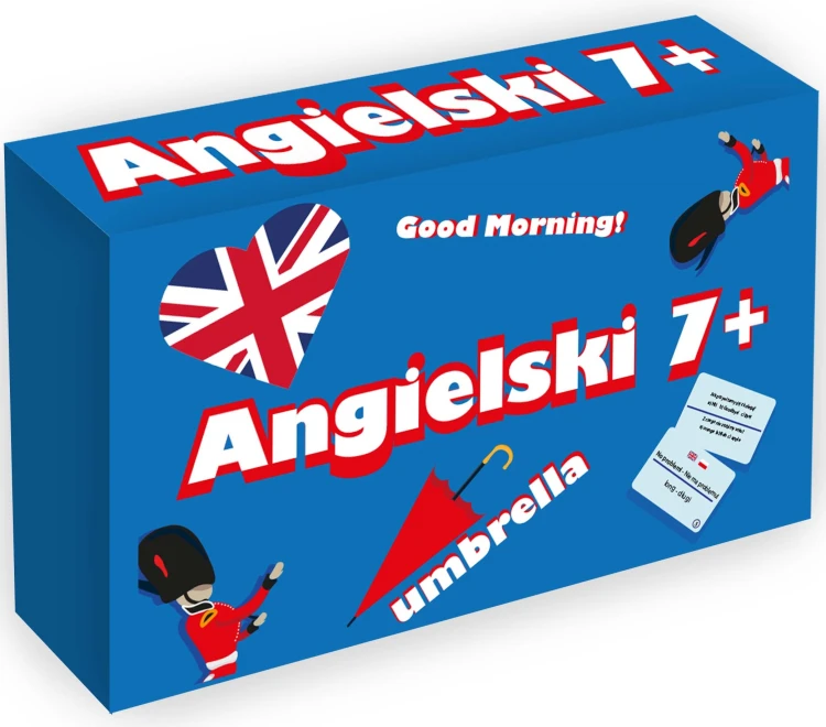Detal kart edukacyjnej gry Angielski 7+ mini KANGUR z pytaniami i słówkami do nauki języka