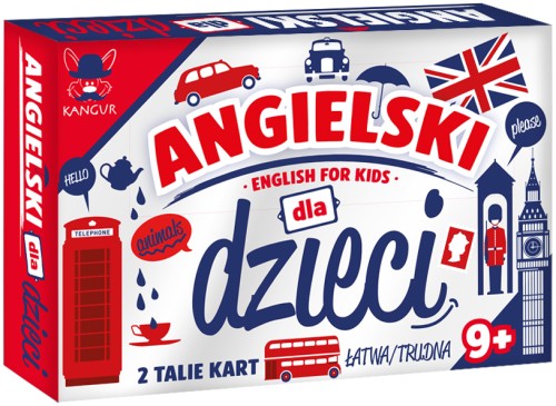 Karty edukacyjnej gry Angielski dla dzieci KANGUR z pytaniami i ilustracjami