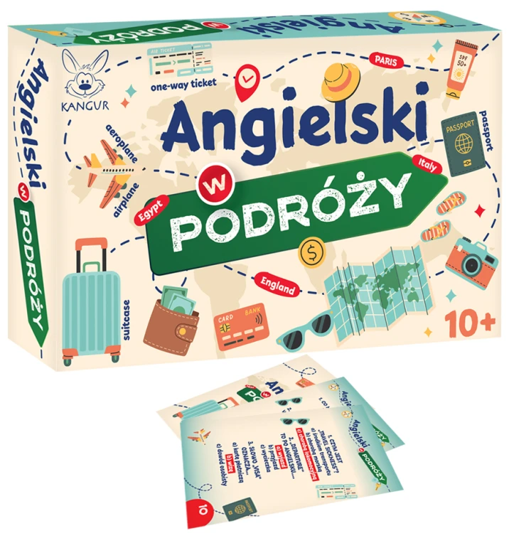 Gra Angielski w podróży KANGUR – plansza i karty edukacyjne do nauki angielskiego