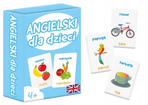 Gra Angielski dla Dzieci mini niebieskie 4+ KANGUR - karty edukacyjne do nauki angielskiego