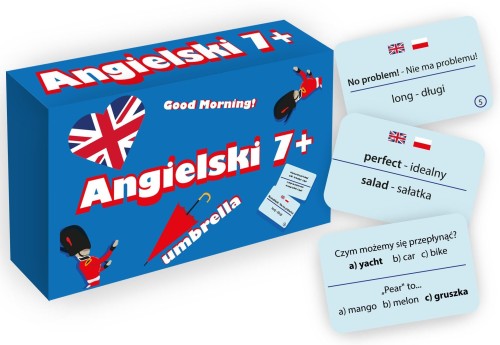 Gra Angielski 7+ mini KANGUR - zestaw 25 kart o wymiarach 46x72 mm do nauki angielskiego dla dzieci