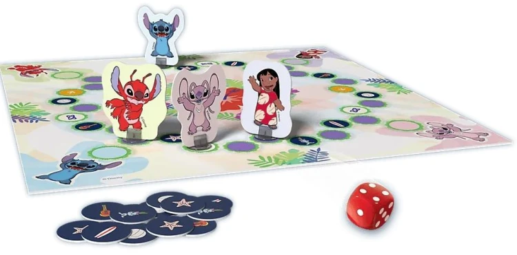 Plansza do gry Aloha! Disney Lilo&amp;Stitch Trefl PAP - widok z góry na planszę i pionki