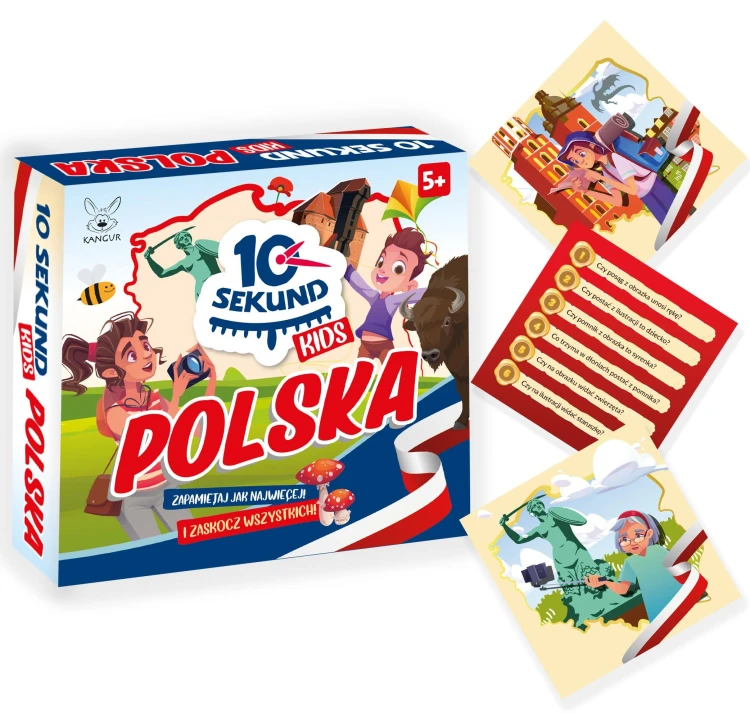 Gra 10 Sekund Kids Polska wydawnictwa KANGUR - pudełko i zawartość gry