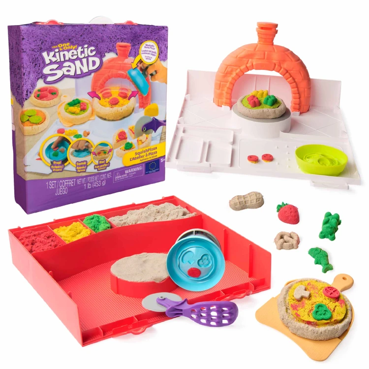 Zestaw Kinetic Sand SquishPizza Spin Master z piaskiem kinetycznym i narzędziami do kreatywnej zabawy