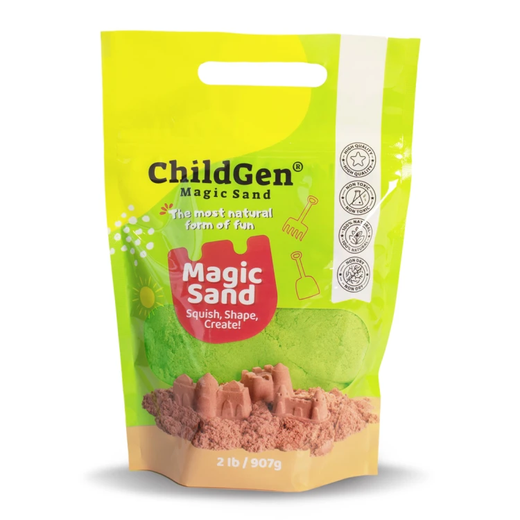Naturalny zielony piasek kinetyczny ChildGen 907 g w opakowaniu uzupełniającym Refill