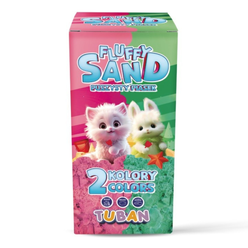 Puszysty piasek sensoryczny Fluffy Sand TUBAN w kolorach różowym i zielonym do kreatywnej zabawy