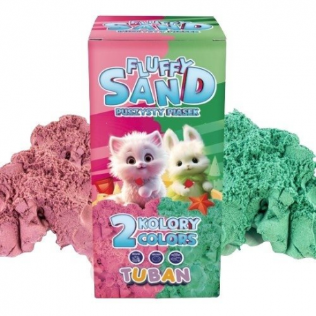 Zestaw dwóch kolorów piasku sensorycznego Fluffy Sand TUBAN w praktycznym opakowaniu