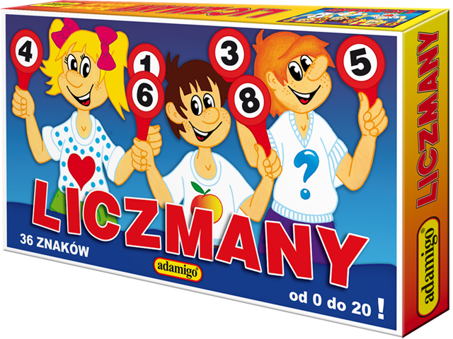 Pomoc edukacyjna Liczmany 0–20 ADAMIGO – zestaw plakietek z liczbami i symbolami działań matematycznych do nauki liczenia i podstaw matematyki