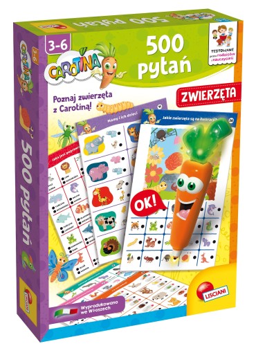 Interaktywna gra edukacyjna Carotina 500 pytań Zwierzęta marki Lisciani z mówiącym piórem