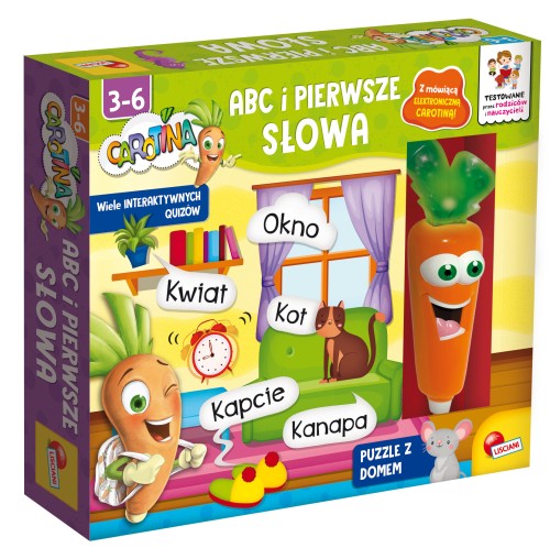 Interaktywna gra edukacyjna Lisciani Carotina ABC z kartami i puzzlami dla dzieci 3-6 lat