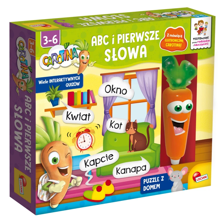 Interaktywna gra edukacyjna Lisciani Carotina ABC z kartami i puzzlami dla dzieci 3-6 lat