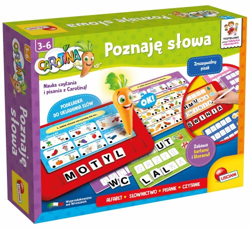 Interaktywny zestaw Lisciani Carotina Poznaję Słowa z literami i kartami edukacyjnymi