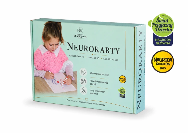 Neurokarty Gimnastyka dla Umysłu MAREWA – zestaw 70 kart ćwiczeń wspierających koncentrację i koordynację dla dzieci 5–12 lat