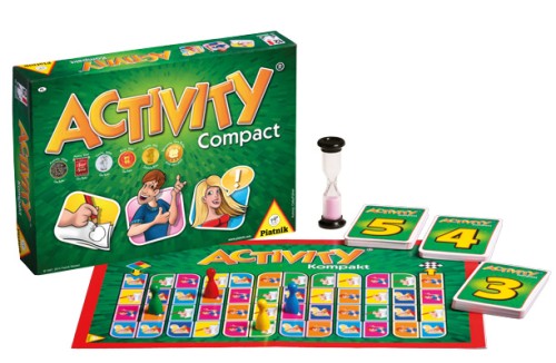 Kompaktowa gra słowna Activity Compact marki PIATNIK z planszą i 110 kartami do kalamburów i rysowania
