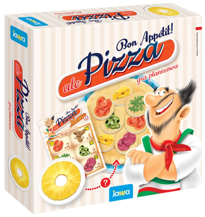Rodzinna gra planszowa Ale Pizza Bon Appetit JAWA GRY z zestawem żetonów składników pizzy