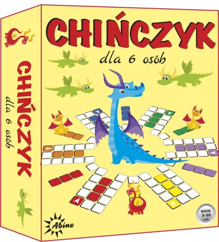 Plansza do gry Chińczyk 6-osobowy ABINO z grubą tekturą i kolorowymi pionkami