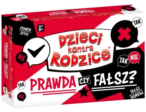 Widok kart gry Dzieci kontra Rodzice Prawda czy Fałsz? z pytaniami edukacyjnymi dla rodzin
