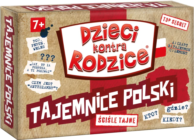 Rodzinna gra edukacyjna Dzieci kontra Rodzice Tajemnice Polski KANGUR z kartami pytań