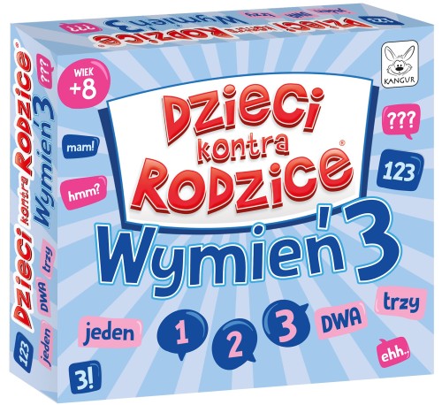 Rodzinna gra planszowa Dzieci kontra Rodzice Wymień 3 KANGUR z planszą i kartami