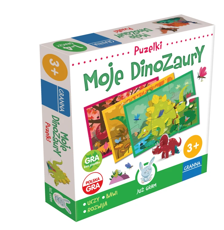 Elementy zestawu Moje Dinozaury – puzzle i figurki dinozaurów do układania