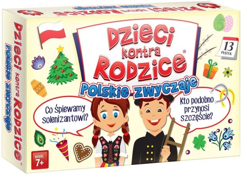 Rodzinna gra edukacyjna Dzieci kontra Rodzice Polskie Zwyczaje - komplet kart i opakowanie