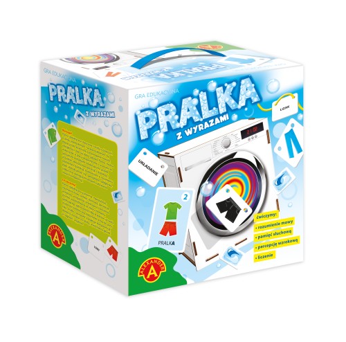 Edukacyjna gra Pralka z Wyrazami ALEXANDER GRY z drewnianą pralką i kartonikami