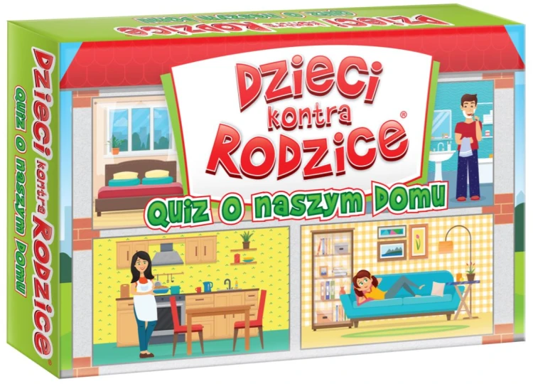 Rodzinna gra karciana Dzieci kontra Rodzice Quiz o naszym domu marki KANGUR z 208 pytaniami
