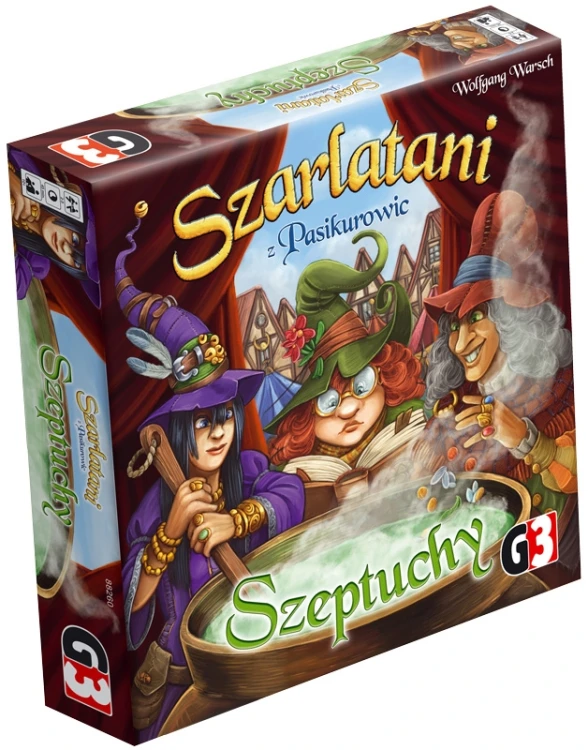 Szarlatani z Pasikurowic: Szeptuchy - gra planszowa G3 w pudełku 295x295 mm