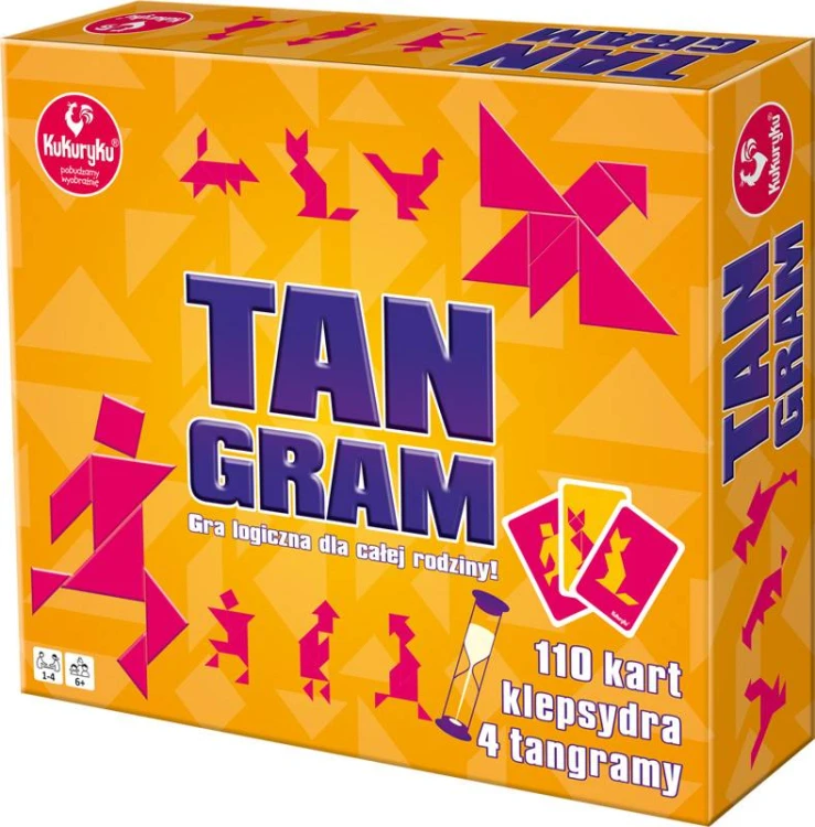 Tangram logiczna gra edukacyjna KUKURYKU z 4 zestawami i 110 kartami do układania
