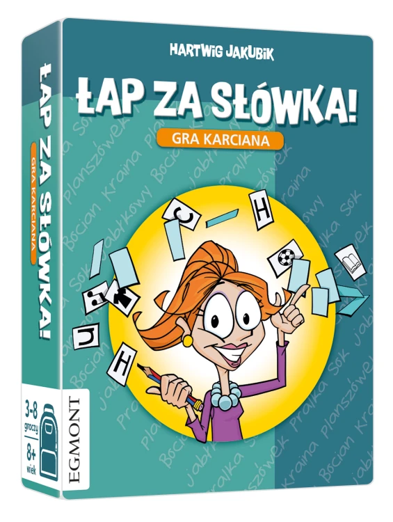 Widok zbliżenia na karty gry Łap za słówka Egmont PAP z instrukcją