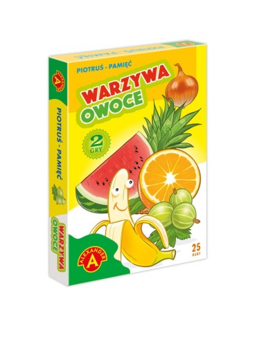 Kolorowe karty do gry Piotruś i Pamięć Warzywa i Owoce - zestaw 25 kart
