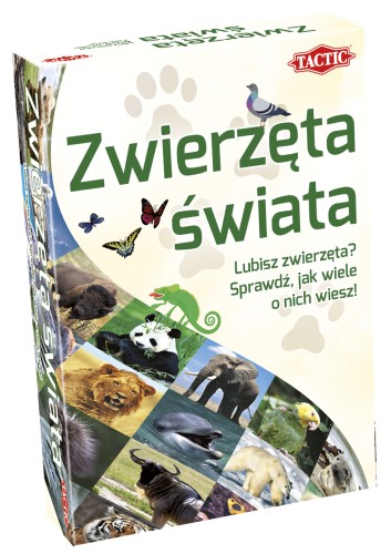 Edukacyjna gra quizowa Zwierzęta Świata od TACTIC GAMES – plansza i elementy gry